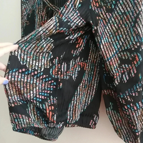 Anthropologie Maeve Madeira Boho Satin Shimmer Abstract Paisley Blouse Medium - Picture 13 of 16